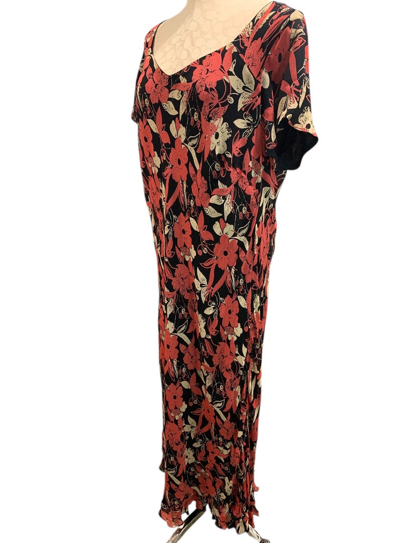 Size 18W Style & Co Woman Pullover Floral Maxidress Lined Rayon