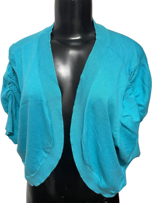 Size 22/24 Lane Bryant Womens Turquoise Crop Cardigan Sweater