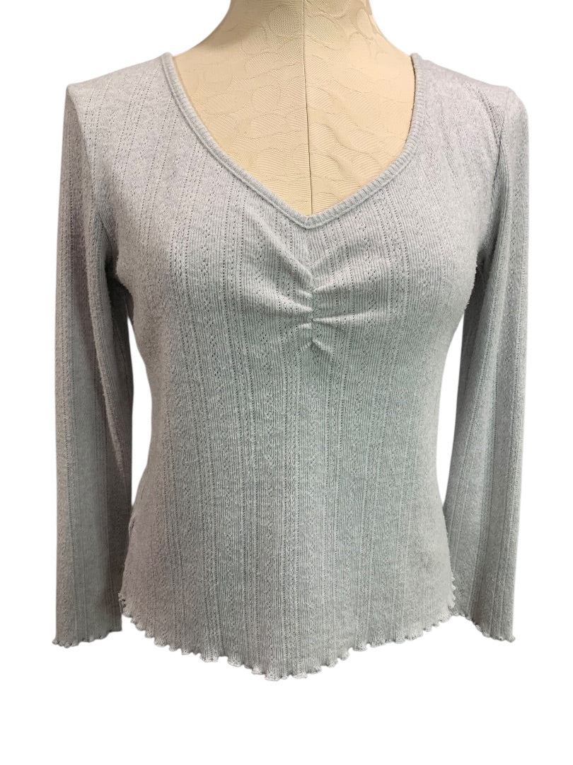 XS Loft Womens Lightweight Loose Knit Sweater Gray V-Neck
