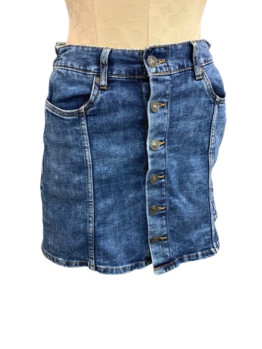 Small Aerie Jean Skirt Denim Button Front Partial Elastic Waist 16 Inch Length