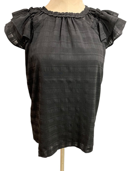 XS Loft Womens Black Short Sleeve Blouse Shirt Lined