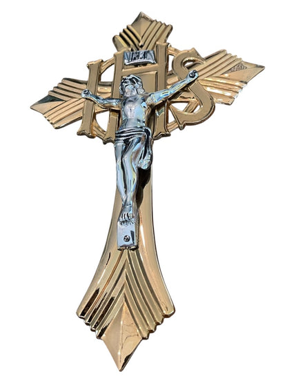 Vintage Crucifix INRI Jesus Christ Religious Goldtone and Silvertone