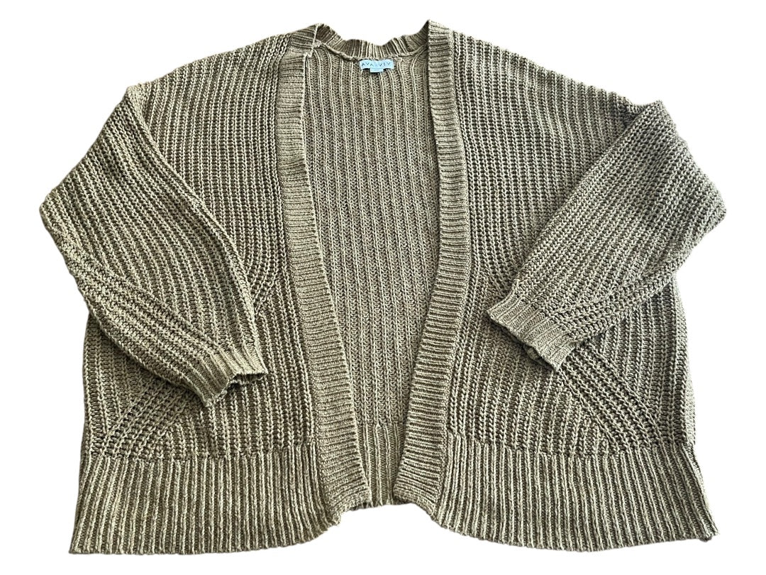2X Ava & Viv Loose Knit Over Sized Cardigan Sweater Brown Womens Plus Size