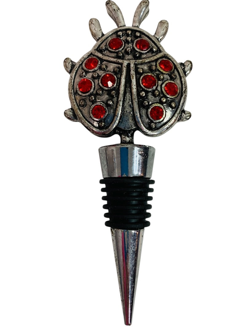 Metal Bottle Stopper 4.75 Inch Lady Bug Ladybug Top Rubber Gasket