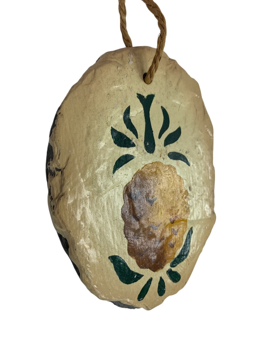 Small Painted Slate Doorknob Wall Hanging Pineapple 5 Inch