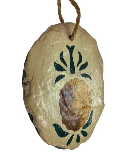 Small Painted Slate Doorknob Wall Hanging Pineapple 5 Inch