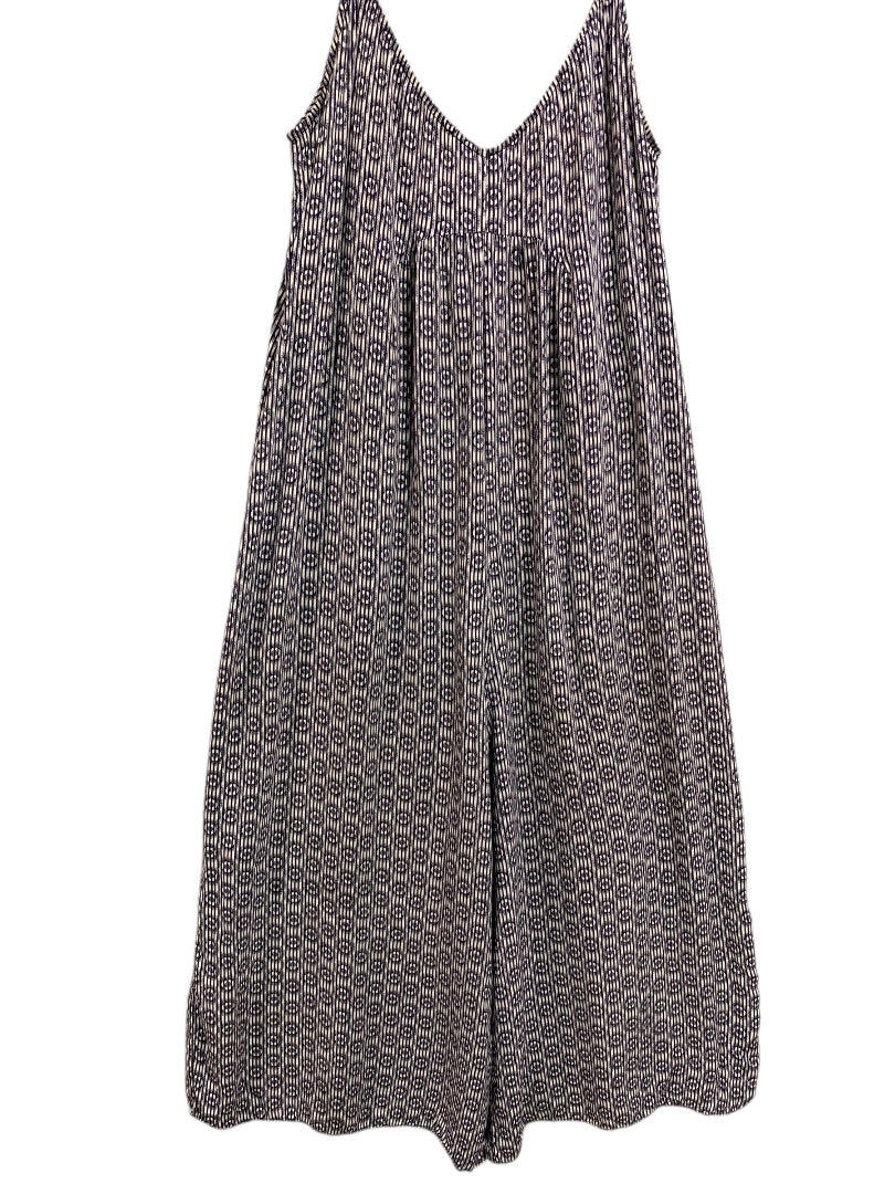 XS Floreat Romper Womens Navy Blue Print Sleeveless Jumpsuit Capri Crop