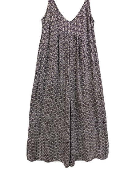 XS Floreat Romper Womens Navy Blue Print Sleeveless Jumpsuit Capri Crop