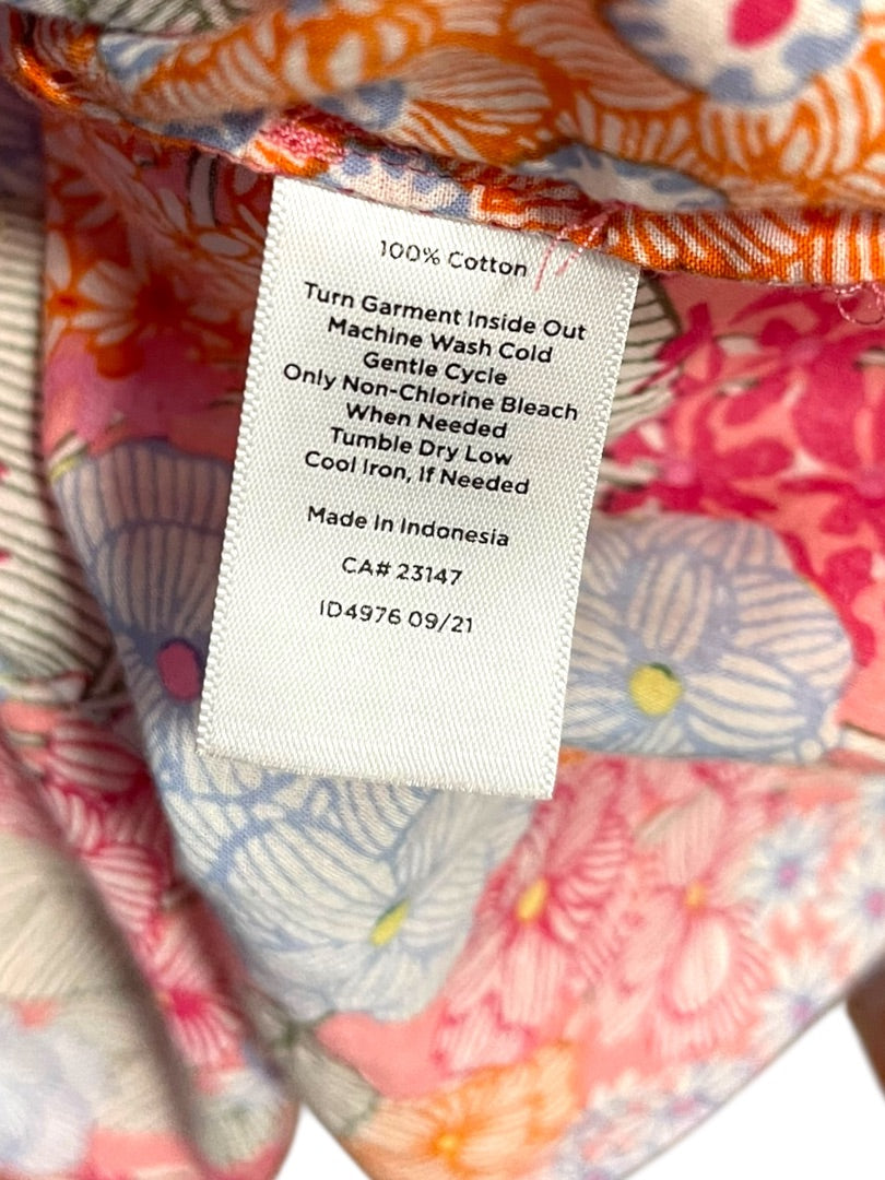 XL Talbots Ruffled Sleeveless Floral Cotton Shirt Pullover
