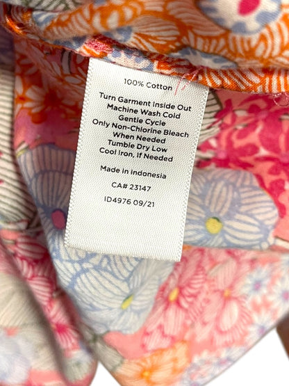 XL Talbots Ruffled Sleeveless Floral Cotton Shirt Pullover