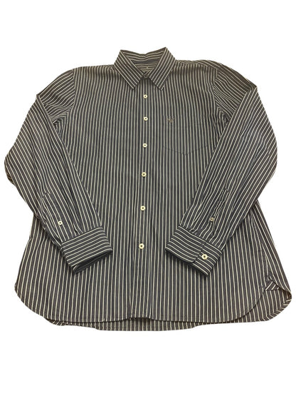 Large American Eagle Outfitters Striped Button Up Mens Shirt Blue