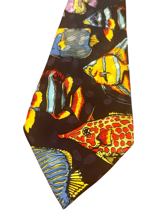 Vintage Addiction 100% Silk Tropical Fish Neck Tie 59"L x 4"W