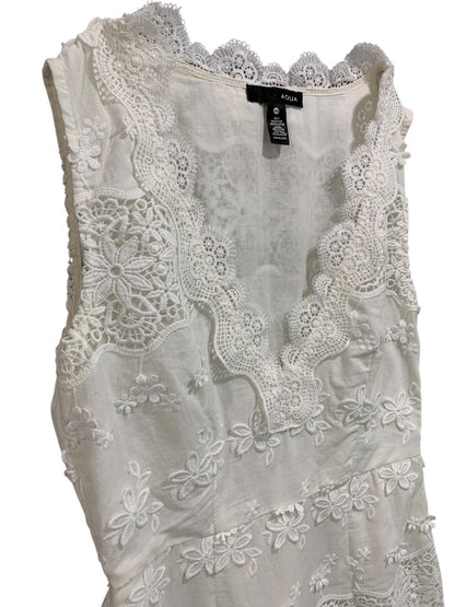 XS Aqua Brand White Sheath Dress Lace Applique V-Neck Sleeveless