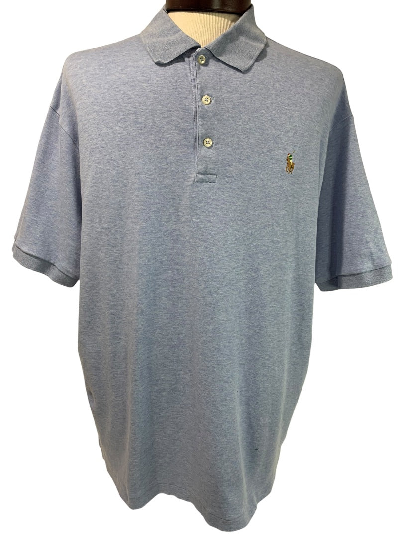 1XB Polo Ralph Lauren Big Mens Blue Heathered Golf Shirt Soft