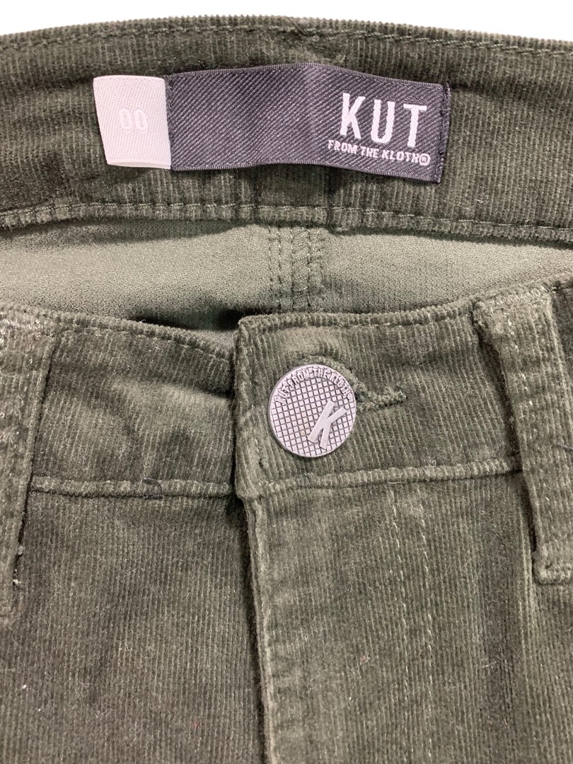 Size 00 Kut from the Kloth Womens Diana Fab Ab Skinny Corduroy Dark Green