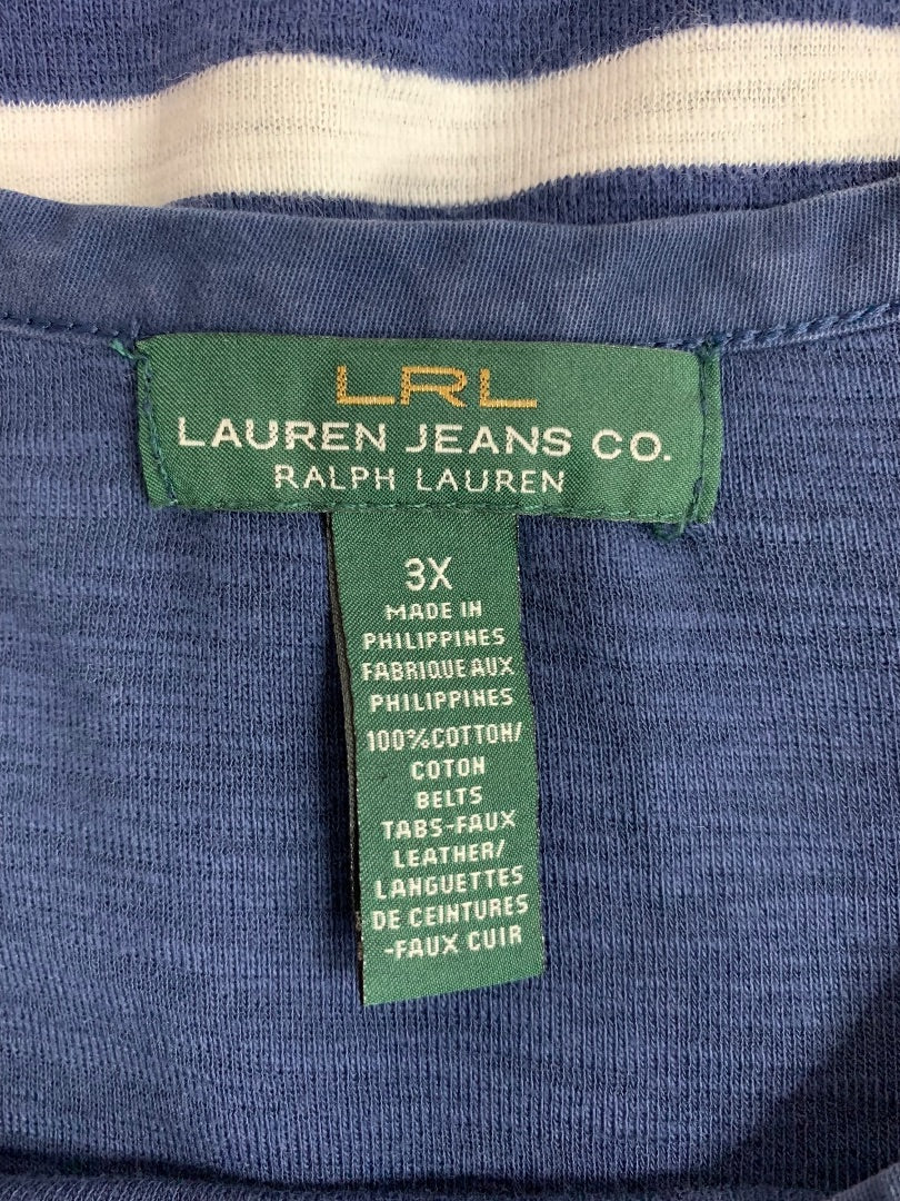3X Lauren Jeans Co.  Pullover Striped Tshirt Dress Navy White Cotton
