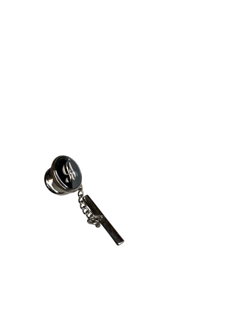 Tie Tack Silvertone Engraved "A" Initial .5" Face Oval