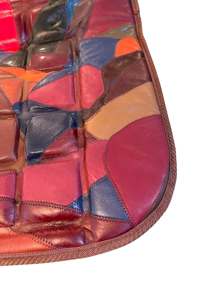 Leather Patchwork Ergo Comfort Lumbar Support Cushion Home or Auto