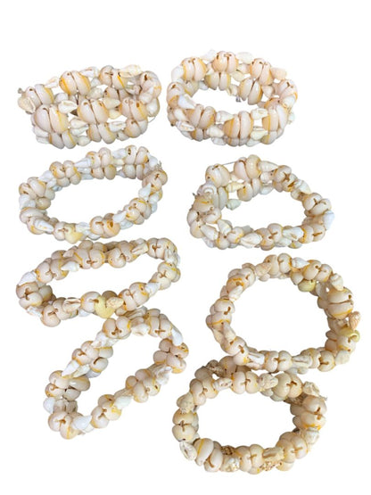 Set of 8 Seashell Napkin Rings Cowrie Shell Beach Home