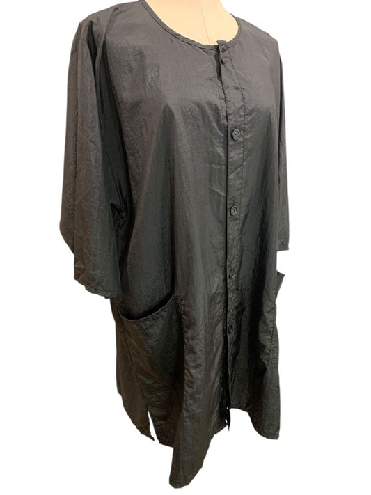 One Size Andre Hair Styling Smocck for Clients Button Up Black Style 9204