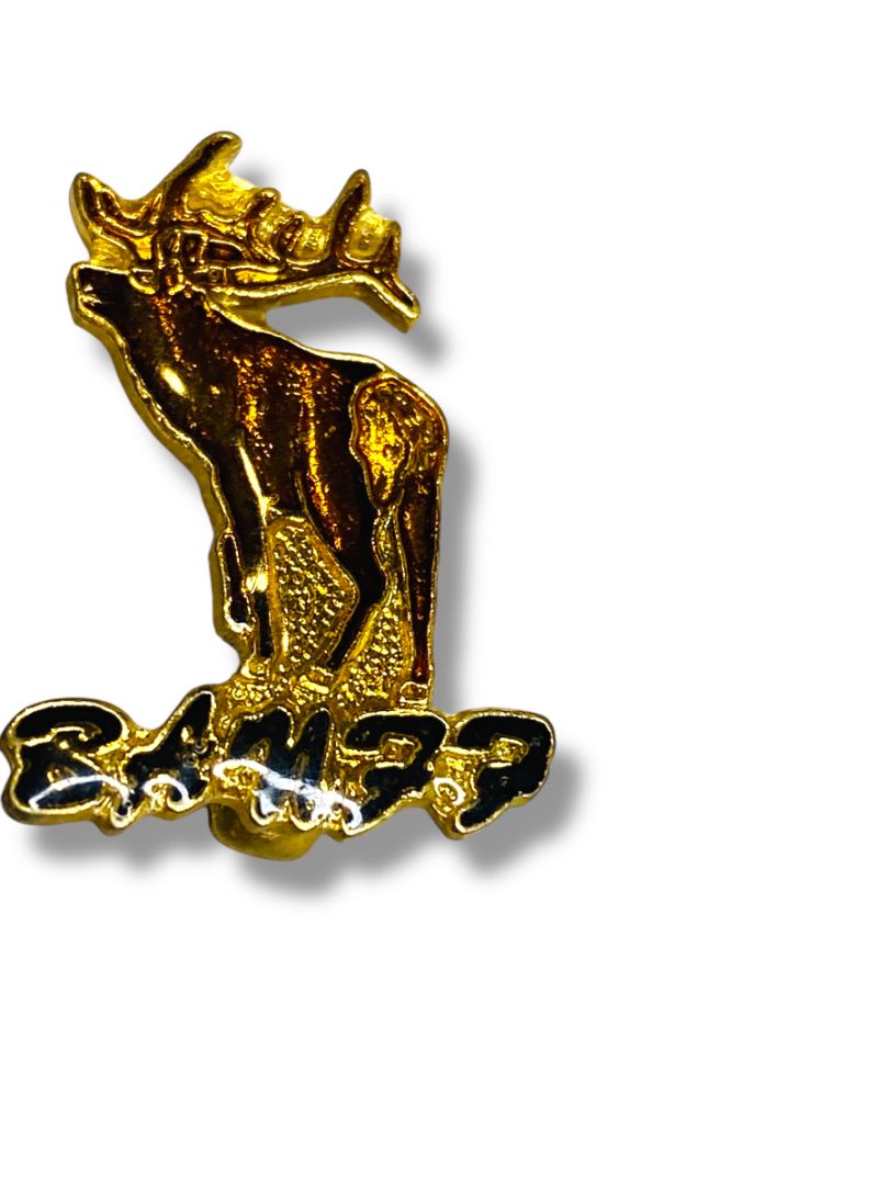 Vintage Banff Canada Resin Moose Elk Lapel Pin 1" Goldtone