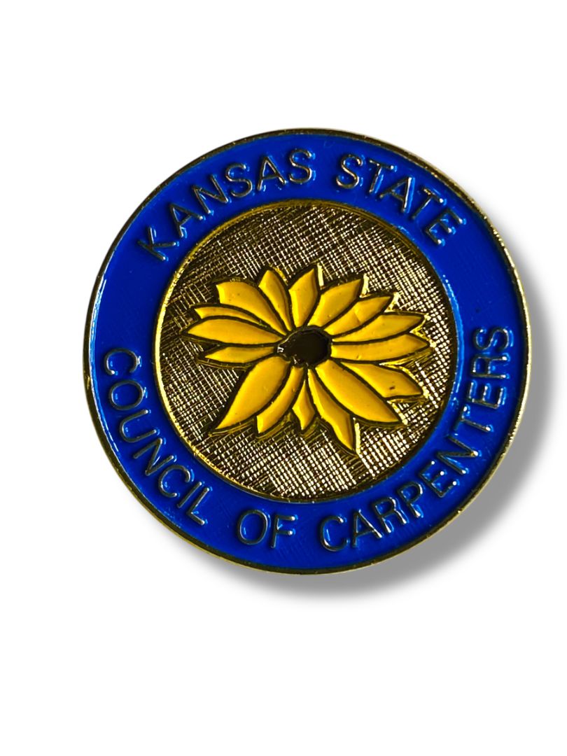 Vintage Kansas State Lapel Pin Council of Carpenters 1" Flower