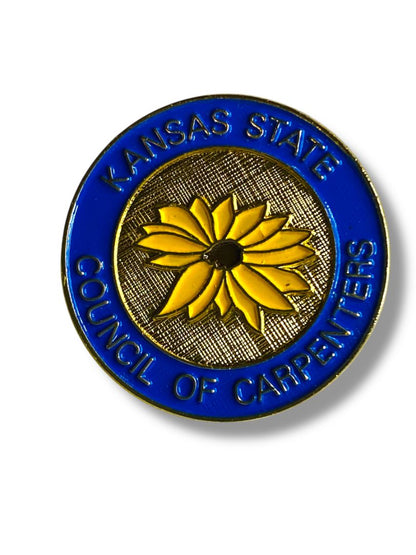 Vintage Kansas State Lapel Pin Council of Carpenters 1" Flower