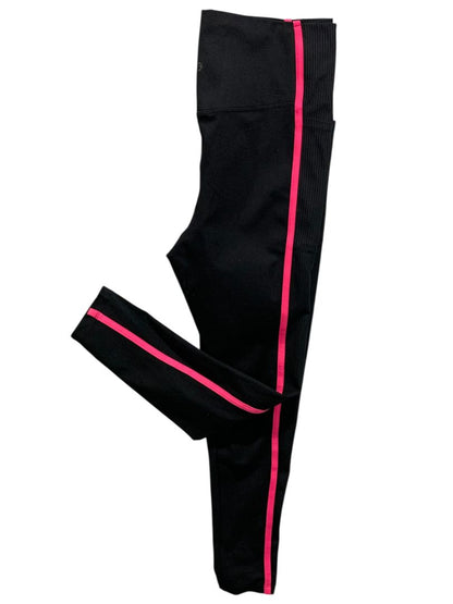 Medium Danskin Womens Black Leggings Pockets Pink Stripe