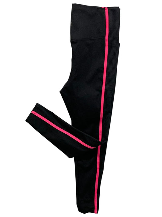 Medium Danskin Womens Black Leggings Pockets Pink Stripe