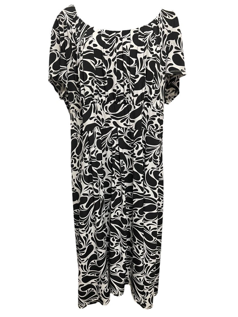 28W Merona Shore Sleeve Top Lined Long Dress Black & White