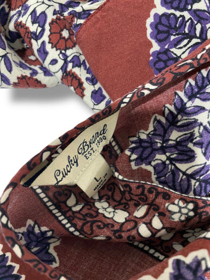 Size Large Lucky Brand Womens Pullover Boho Blouse Soft Rayon