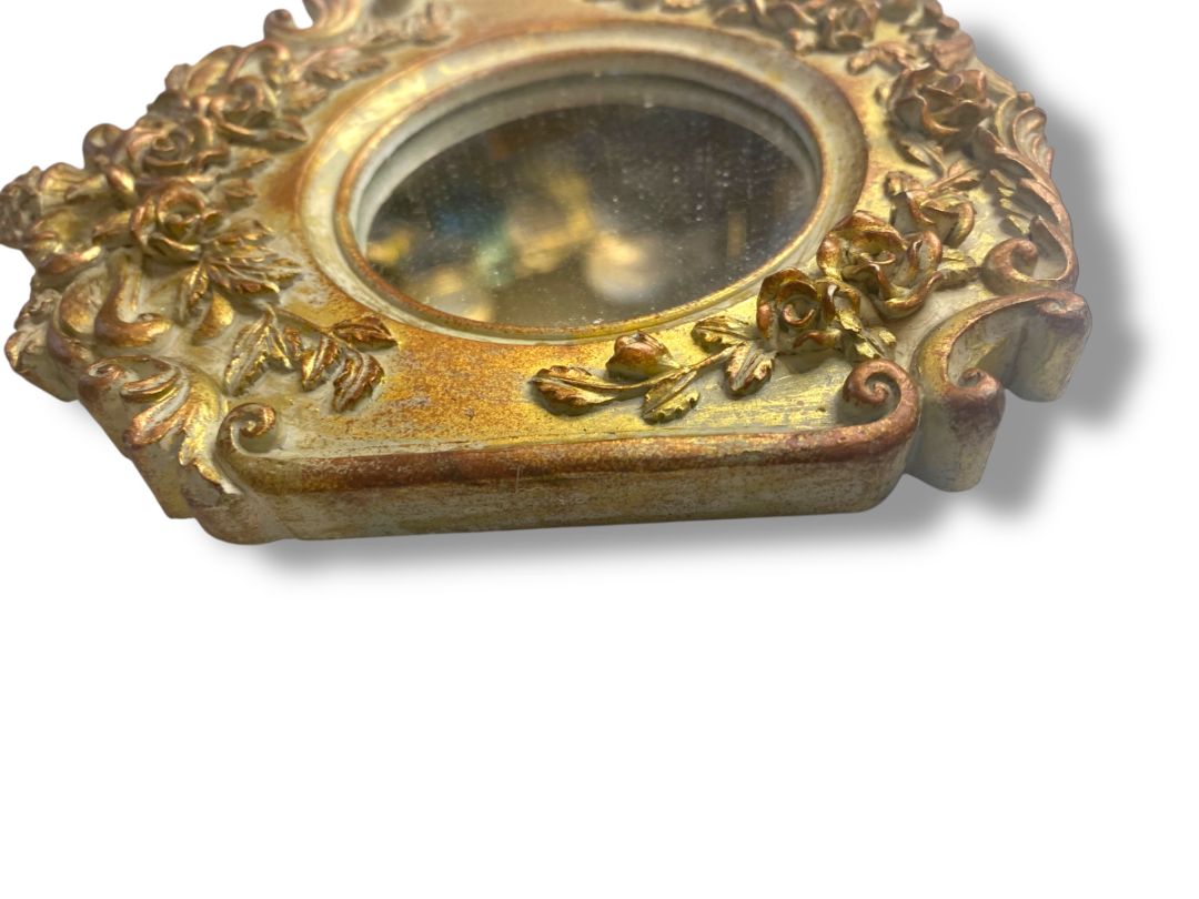 Small Wall Hanging Accent Mirror Shabby Chic Resin 5.25"h x 4.75"w