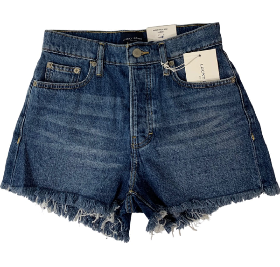 Size 0 (25) Lucky Brand New Jean Shorts Mom High Rise Blue Denim