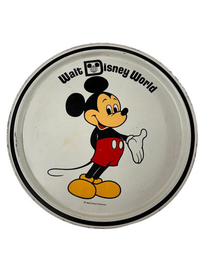 1970s Walt Disney World Mickey Mouse Tin Metal Plate 10.75" Tray