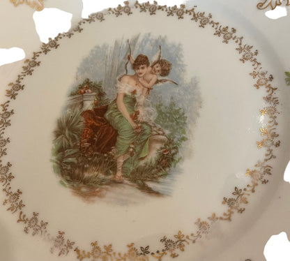 ZS & Co Bavaria Cherub Maiden Zeh Scherzer 7.5" Plate Art Nouveau