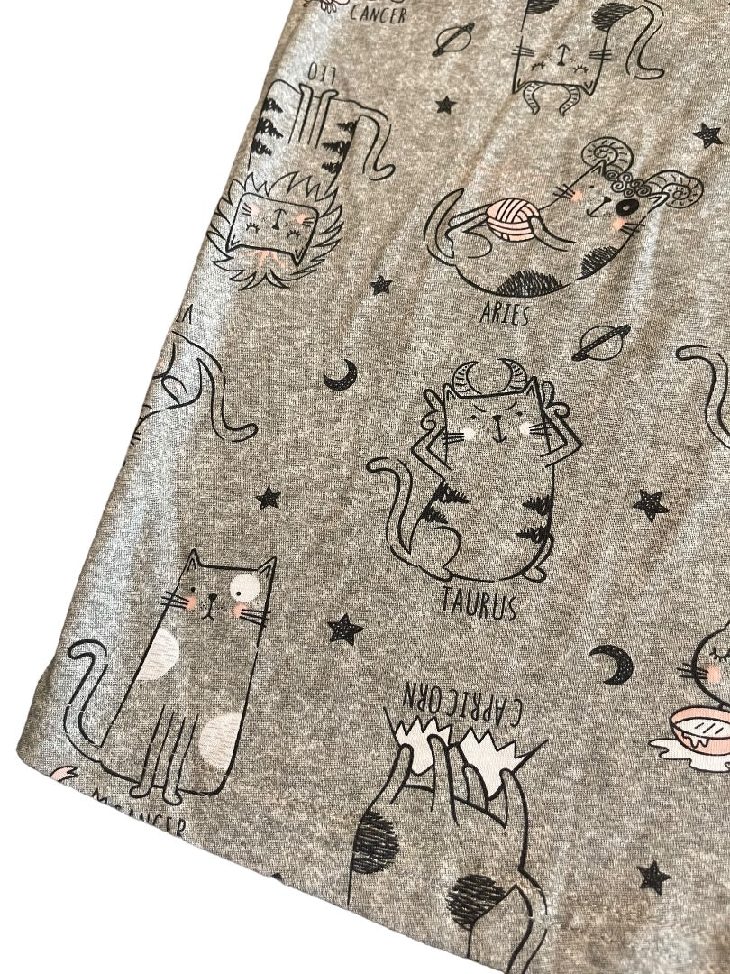 3X Enjoynight Cat Horoscope Pattern Womens Night Shirt New Gray