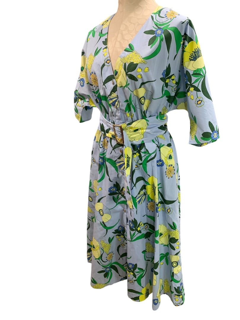 Small INC International Concepts Floral Print Button Up Dress Pockets Flare