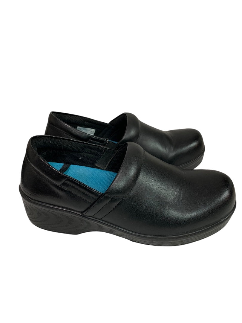 7.5W Dr Scholls Work Womens Clogs Black Leather Wide Dynamo