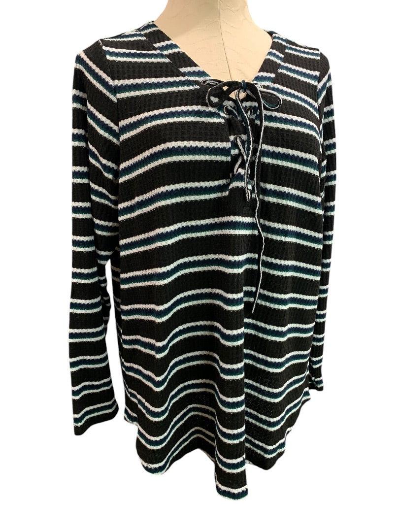 0X Torrid Womens Waffle Knit Pullover Top Striped