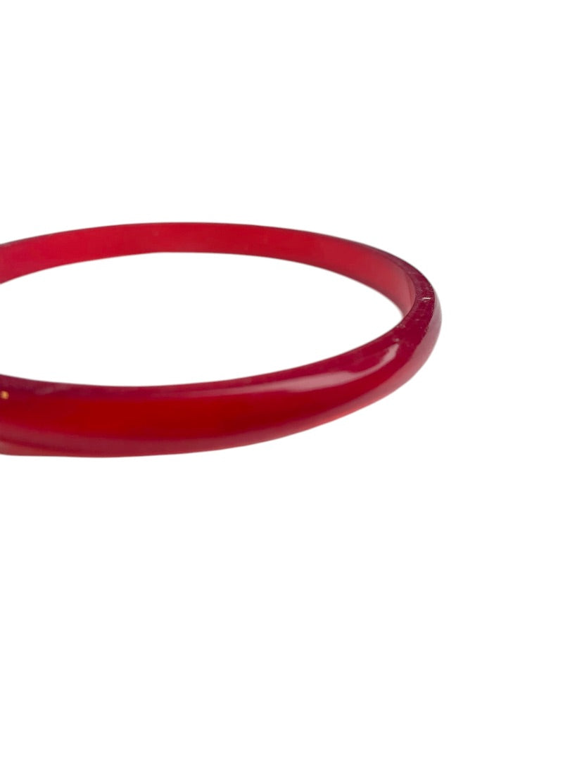 Vintage Red Acrylic Bangle Bracelet 2.6" Thin .2"