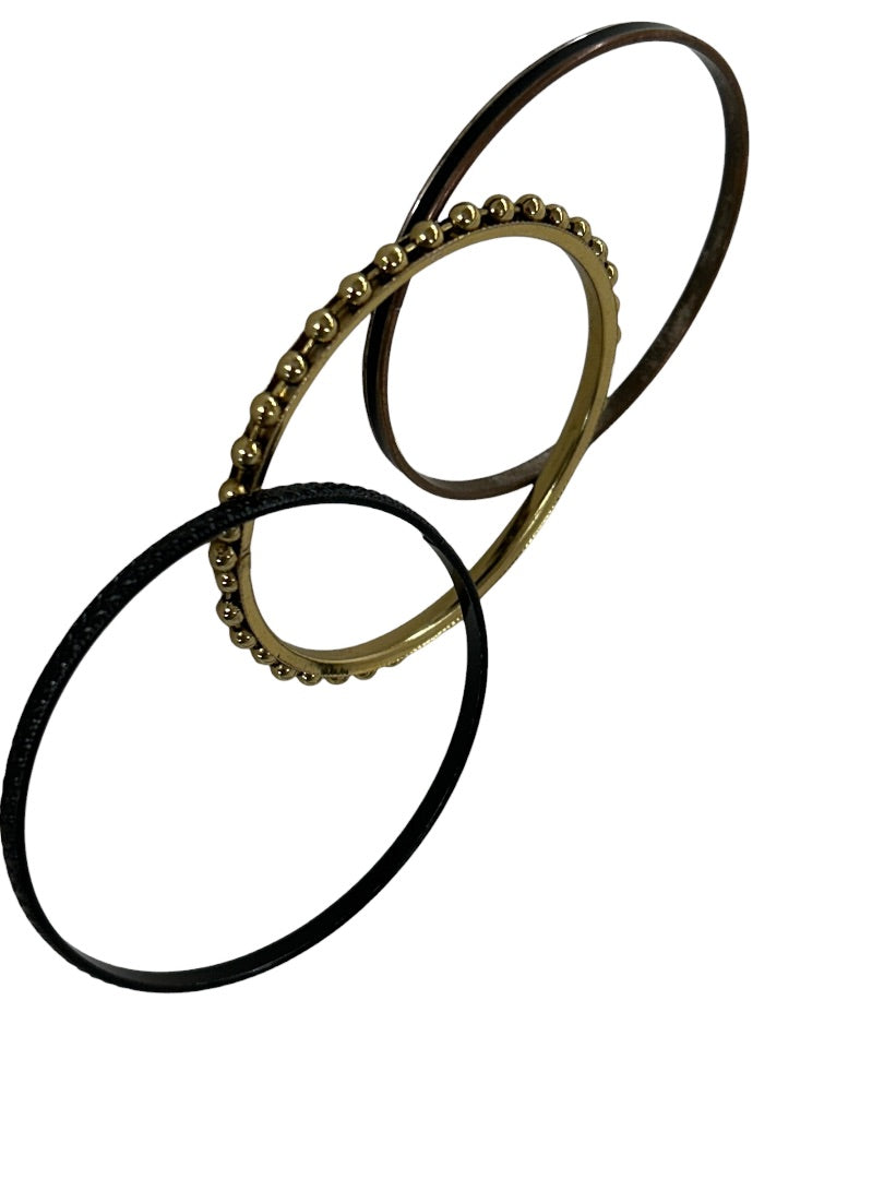 Set of 3 Mixed Metals Bangle Bracelets 2.5 Inch Inside Diameter