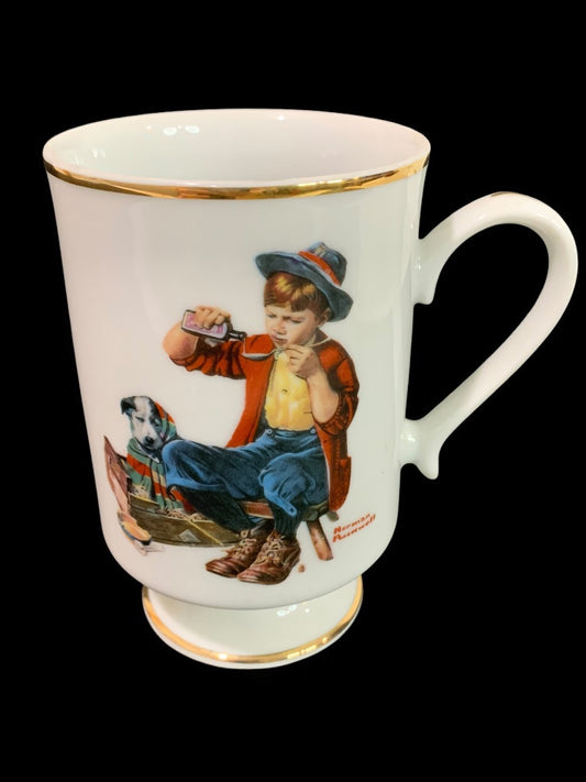 1981 Norman Rockwell Porcelain Pedestal Mug "Friend in Need" The Danbury Mint