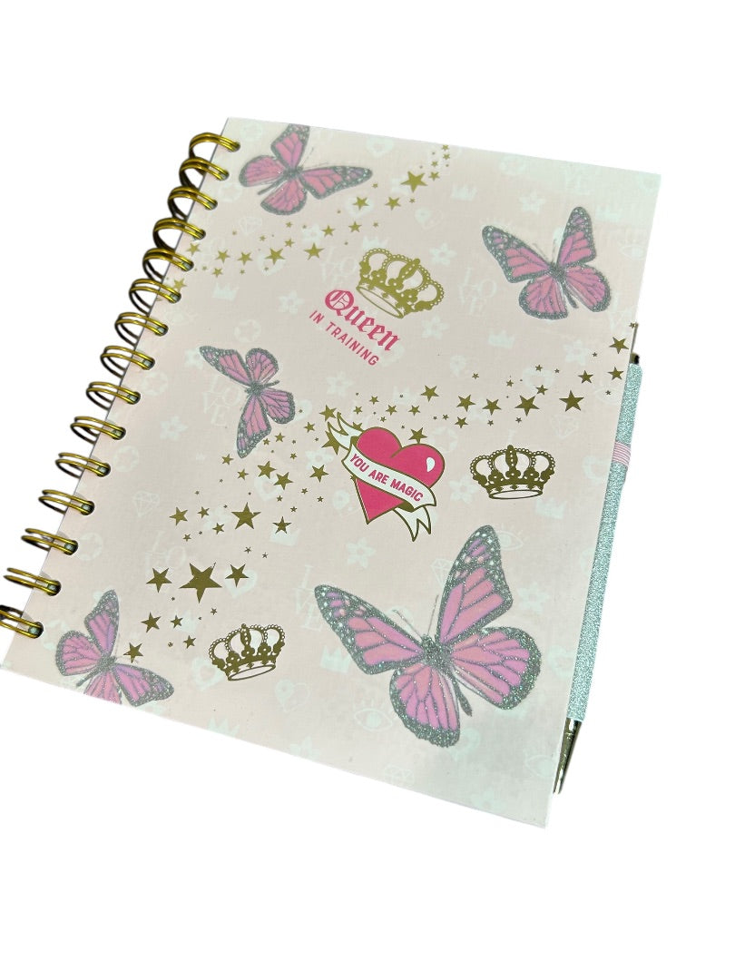 Claires New Butterfly Lined Journal Spiral Bound 8 x 6 Inch