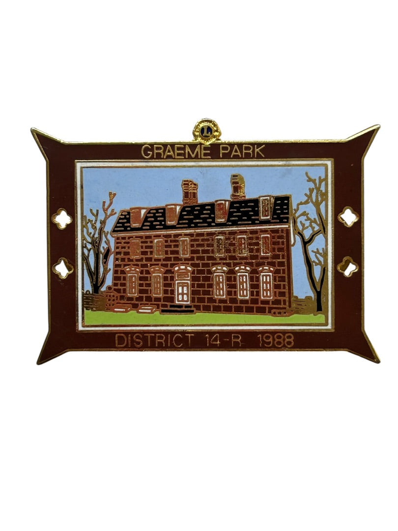 Graeme Park District 14-R 1988 Goldtone Enameled Pin Double Back 1.4" x 2"