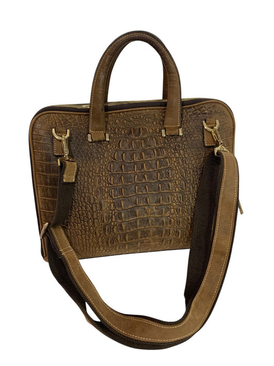 Quintessential Crocodile Style Genuine Leather Bag Briefcase Brown