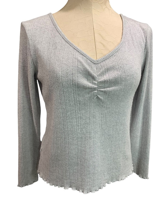 XS Loft Womens Lightweight Loose Knit Sweater Gray V-Neck