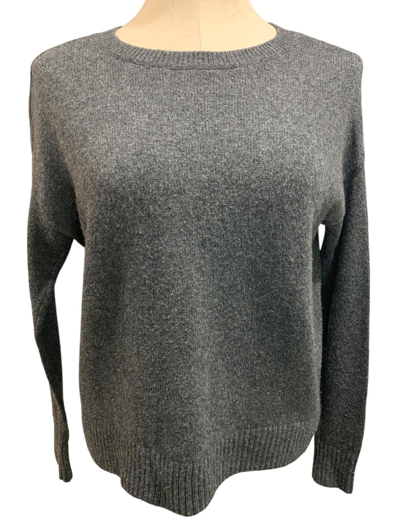 XS Loft Womens Gray Heathered Crewneck Sweater Wool Blend