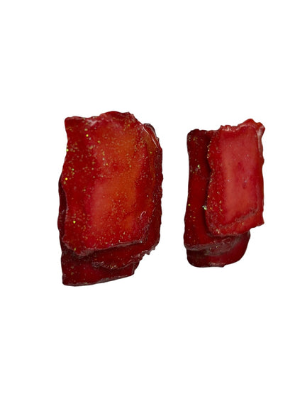 Artsy Red Sparkle Dimensional Post Pierced Earrings 1.5 Inch