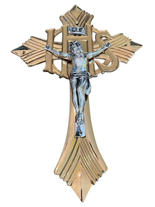 Vintage Crucifix INRI Jesus Christ Religious Goldtone and Silvertone