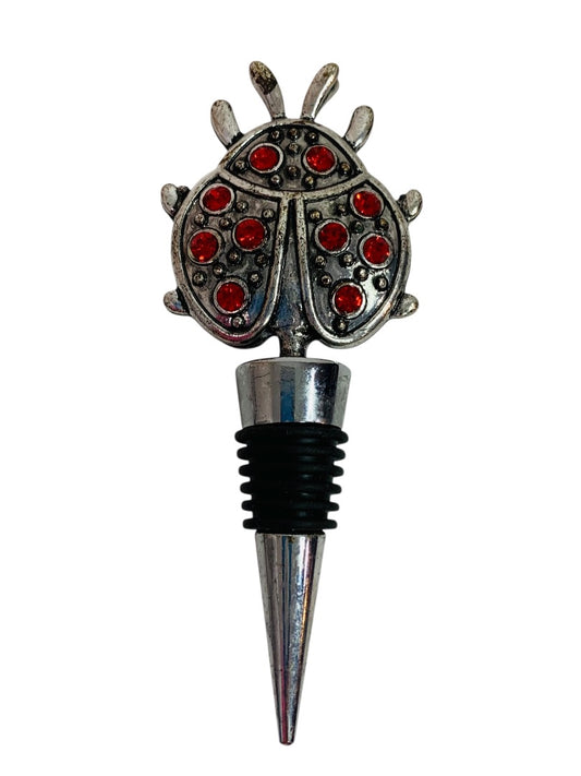 Metal Bottle Stopper 4.75 Inch Lady Bug Ladybug Top Rubber Gasket